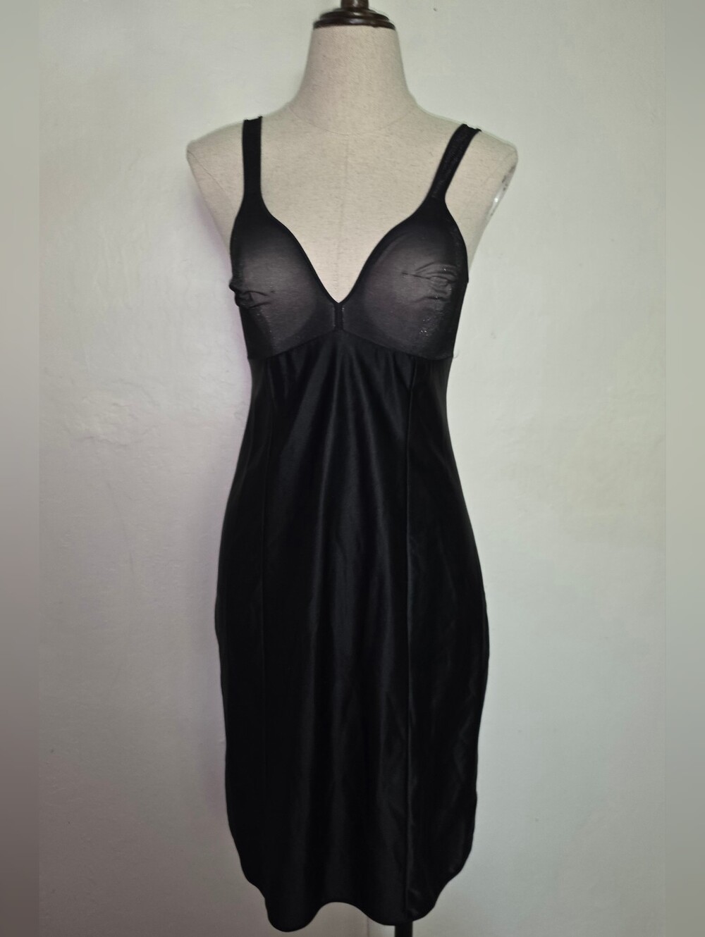Vintage 1950s 1960s Bosch Black Slip Dress Midi - Picture 5 of 15